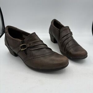 Earth Origins Shoes Womens Size 7.5 M Mavis Brown Slip On Block Heel Loafers
